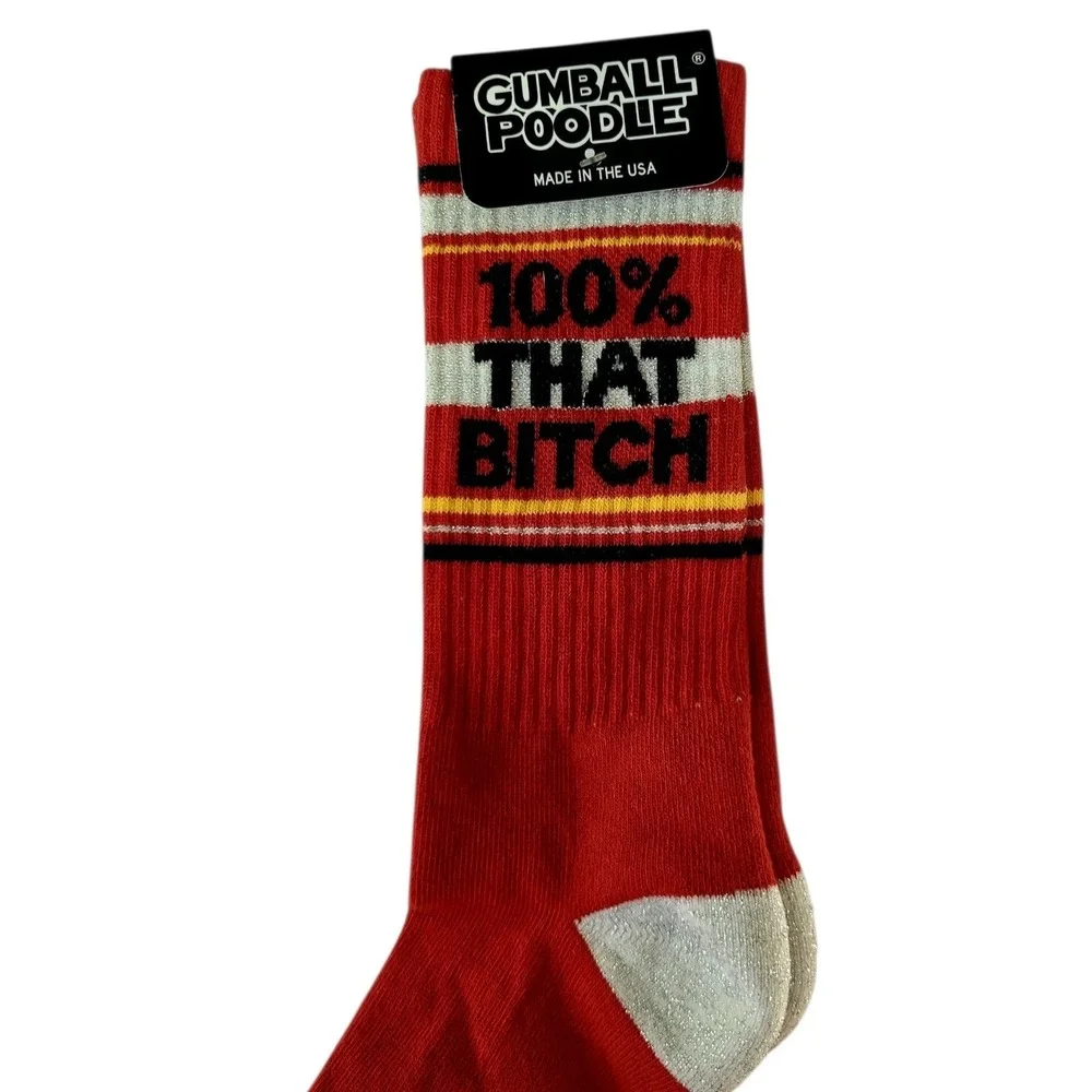 Gumball Poodle Red Graphic Novelty Socks OSFM